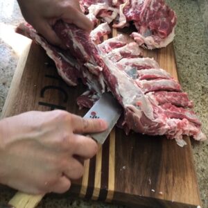 لحمة اضلع غنم ( ضلاع غنم ) مع بصل وبندوره