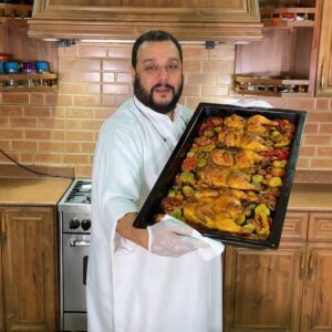 دجاج مشوي بالفرن مع الخضار