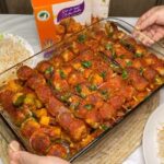صينية الخضار مع اسياخ الدجاج