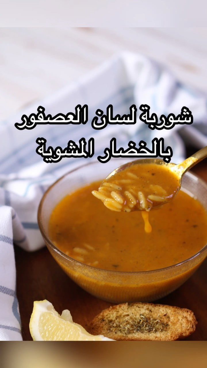 شوربة لسان العصفور بالخضار المشوية 1 97302254 904575836659387 1628652970977266259 n