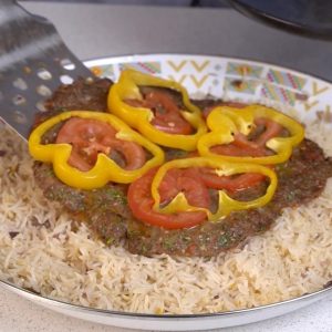 كفتة مشوية مع رز بالزعفران