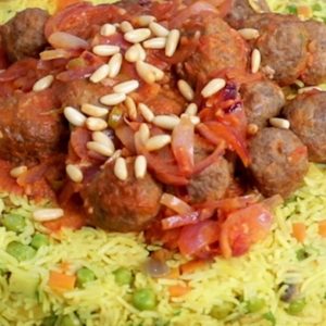قالب الأرز مع الكباب