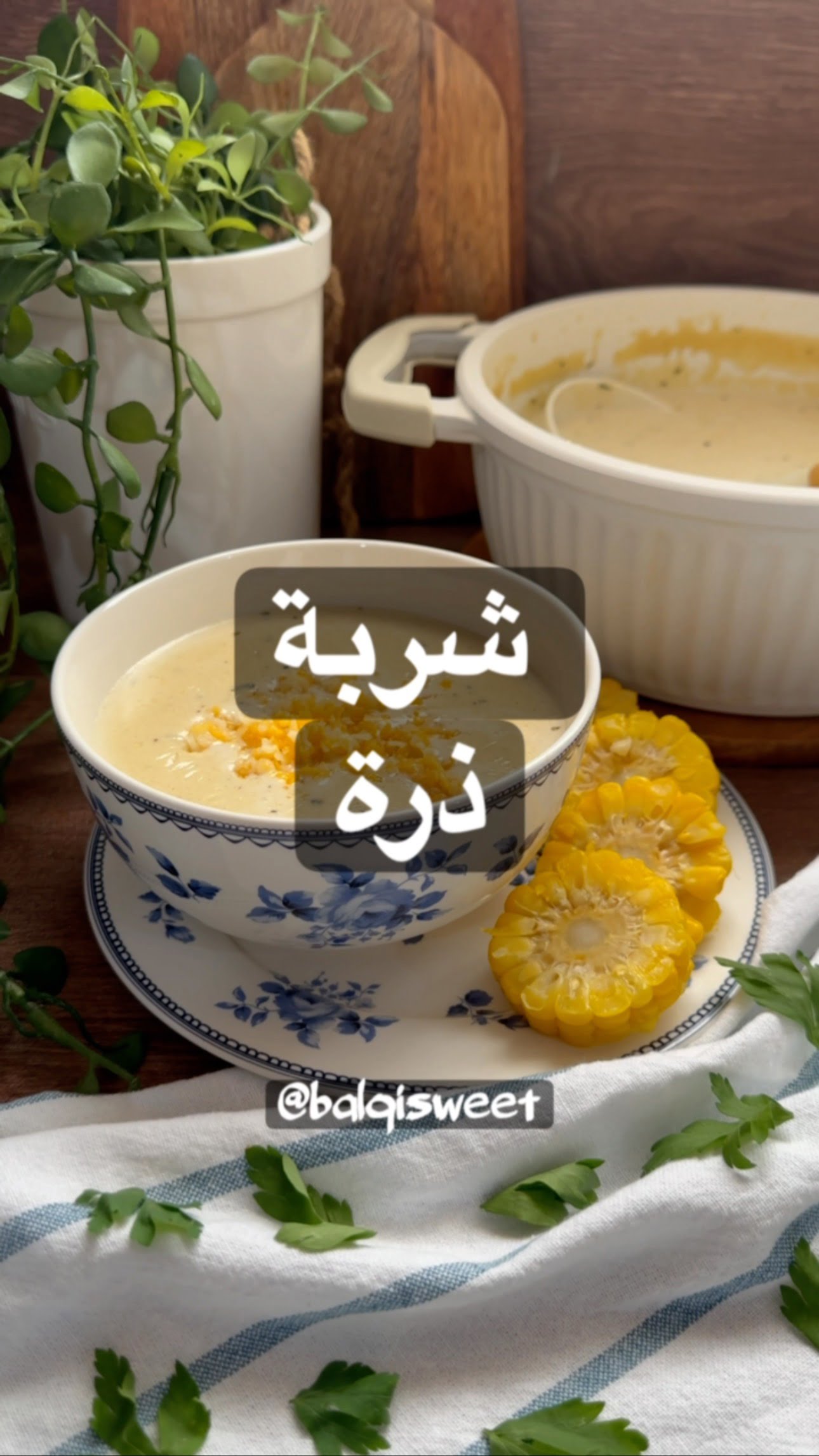 شربة دجاج بالكريمة والذرة
اولا اتبل الدجاج :
اولا اتبل٣٠٠غ صدور دجاج شرايح كبيرة