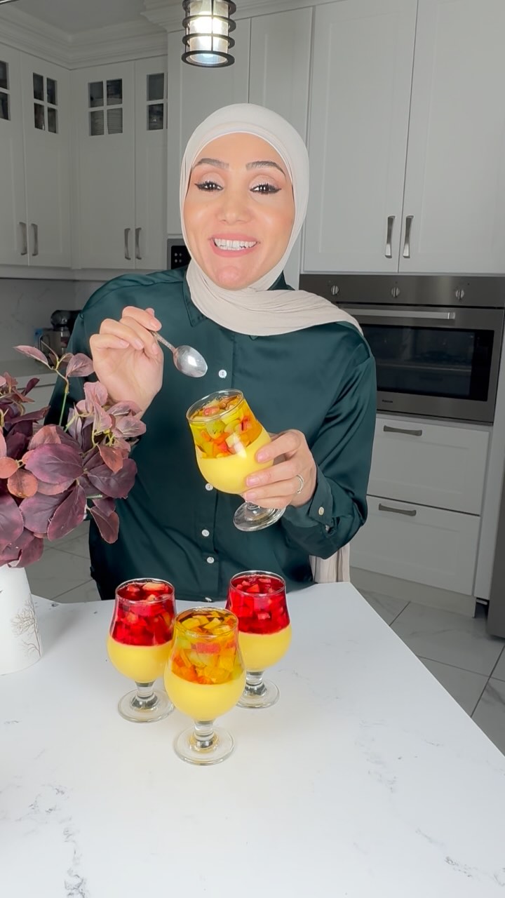 تحلاية فواكه بالكريم كراميل والجيلي