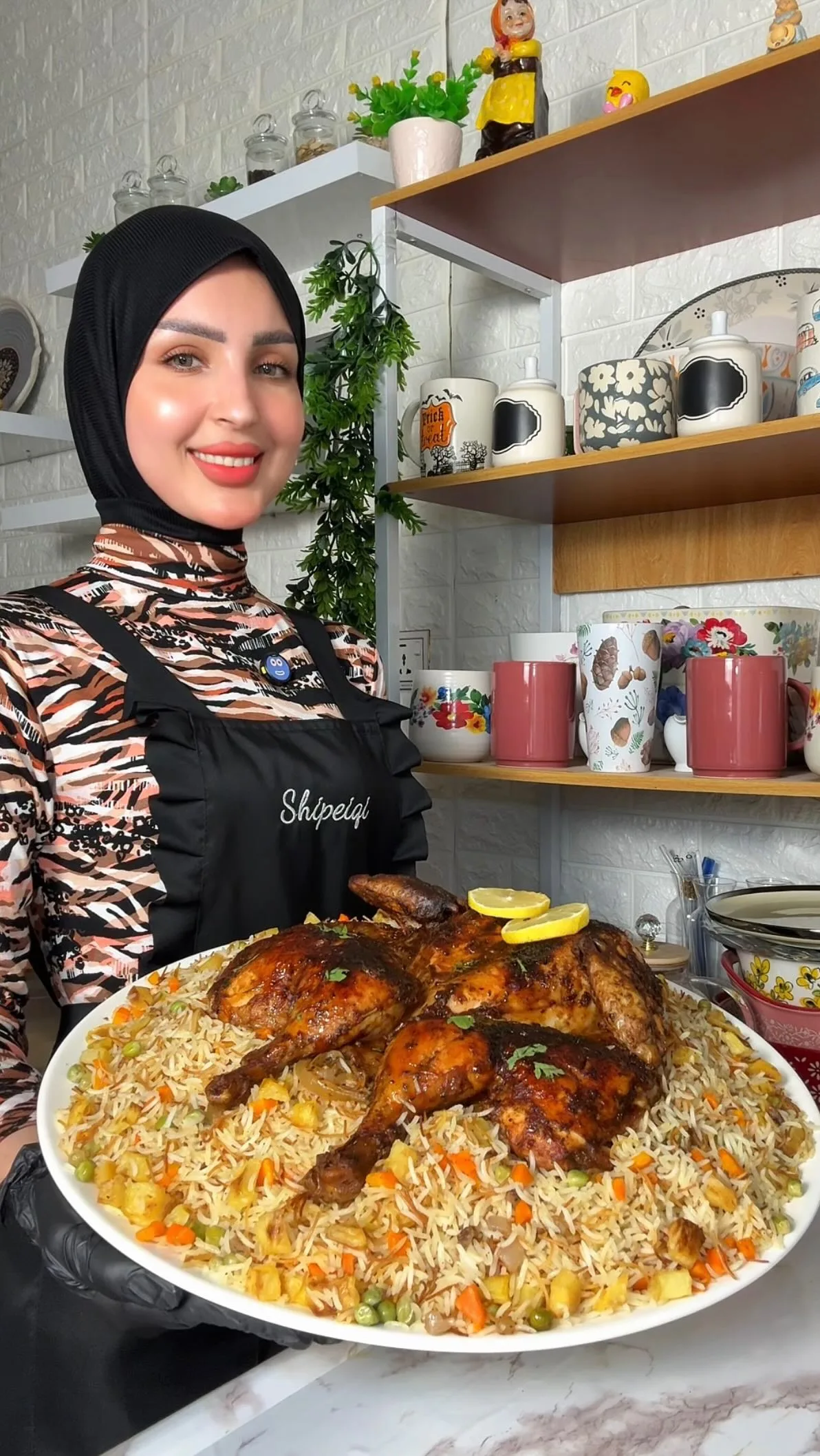 دجاج مشوي وتمن مشكل