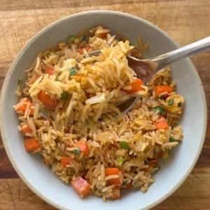 رز مقلي مع صوص الترياكي