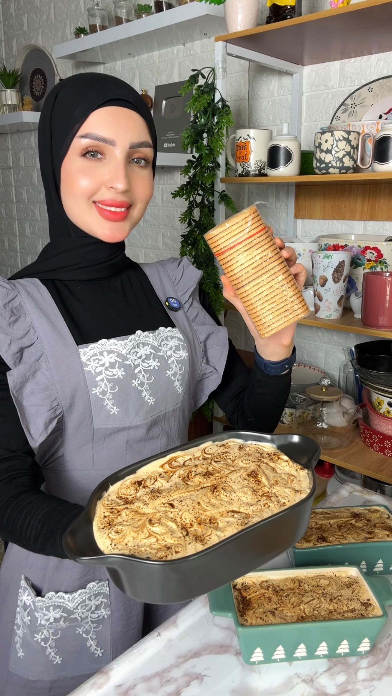 كيكة القهوة الباردة بالكريم شانتيه والقشطة